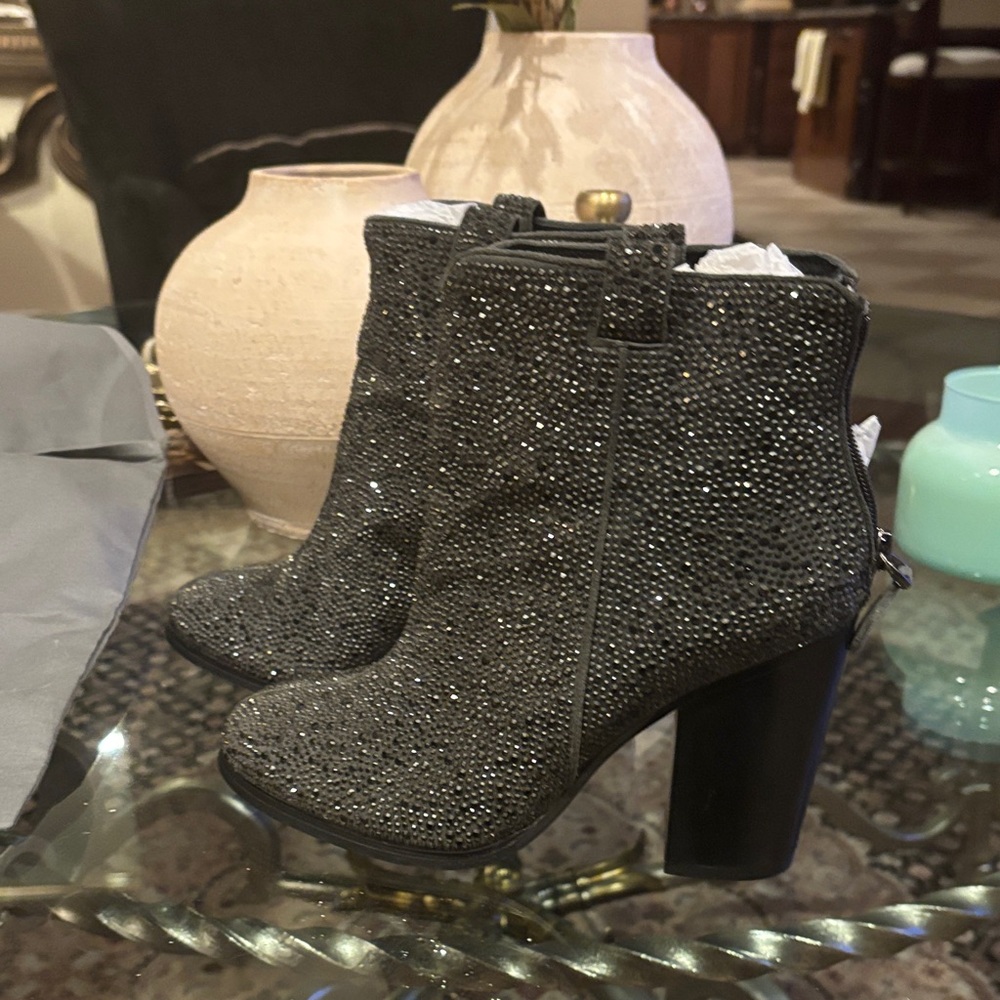 Lola Cruz Crystal Ankle Bootie